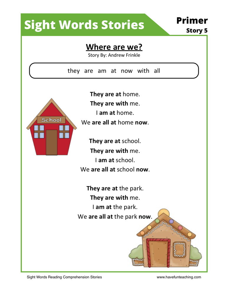 comprehension  we? Reading and   Where reading words sight Comprehension Worksheet are